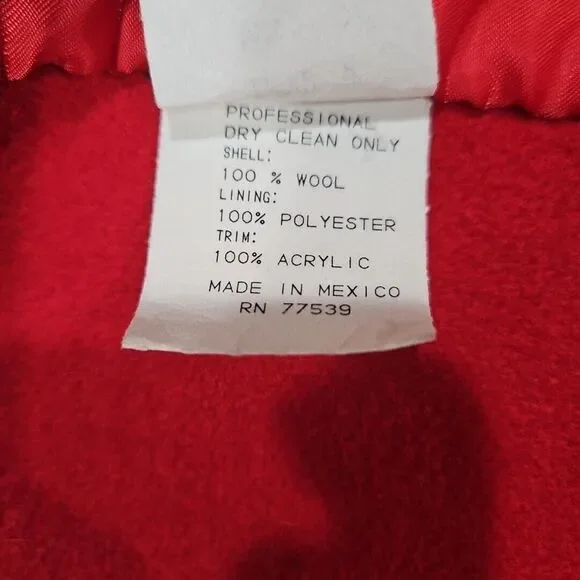 Stephanie Matthews Girls 100% Wool Red Jacket Coat Black Velvet Size 5 Long Hood
